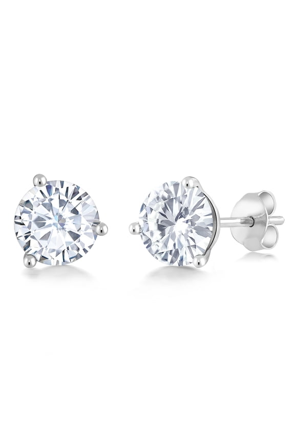 14K White Gold Moissanite Friction Back Martini Stud Earrings for Women Men | 1.60 Cttw | | Round 6MM | Fine Jewelry Gifts for Women Mom Wife Her