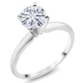 thumbnail image 1 of Gem Stone King 14K White Gold Near Colorless (GH, Size 6) Moissanite Solitaire Engagement 4-Prong Ring for Women | 0.80 Cttw | Round 6MM | Gemstone April Birthstone, 1 of 4