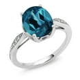 thumbnail image 1 of Gem Stone King 14K White Gold Oval London Blue Topaz and White Diamond Engagement Ring for Women (2.84 Cttw, Gemstone Birthstone, Available in Size 5, 6, 7, 8, 9), 1 of 3