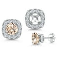 thumbnail image 1 of Gem Stone King 14K White Gold Peach Morganite and White Lab Grown Diamond Removable Earrings Jackets for Women | 1.04 Cttw | Gemstone October Birthstone | Round 5MM, 1 of 6