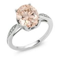 thumbnail image 1 of Gem Stone King 14K White Gold Peach Morganite and White Diamond Engagement Ring for Women (2.74 Cttw, Oval 10X8MM, Available in Size 5, 6, 7, 8, 9), 1 of 3