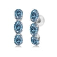 thumbnail image 1 of Gem Stone King 14K White Gold Persian Blue Moissanite Hoop Earrings for Women (2.70 cttw, Gemstone, Oval 6X4), 1 of 2