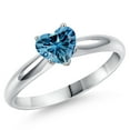 thumbnail image 1 of Gem Stone King 14K White Gold Persian Blue Moissanite Solitaire Engagement Ring for Women | 1.07 Cttw | Heart Shape 6.5MM | Gemstone Birthstone | Size 5, 1 of 6
