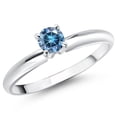 thumbnail image 1 of Gem Stone King 14K White Gold Persian Blue Moissanite Solitaire Engagement Ring for Women (0.23 Cttw, Round 4MM, Gemstone Birthstone, Size 9), 1 of 5