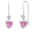 thumbnail image 1 of Gem Stone King 14K White Gold Pink Moissanite and Lab Grown Diamond Earrings for Women | 1.13 Cttw | Gemstone Birthstone | Heart Shape 5MM, 1 of 6