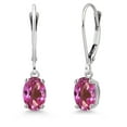 thumbnail image 1 of Gem Stone King 14K White Gold Pink Mystic Topaz Earrings for Women | 1.60 Cttw | Gemstone November Birthstone | Oval 7X5MM, 1 of 6