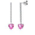 thumbnail image 1 of Gem Stone King 14K White Gold Pink Mystic Topaz and Lab Grown Diamond Dangle Earrings for Women | 2.26 Cttw | Gemstone November Birthstone | Heart Shape 6MM, 1 of 6