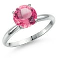 thumbnail image 1 of Gem Stone King 14K White Gold Pink Mystic Topaz Solitaire Engagement Ring for Women | 2.00 Cttw | Round 8MM | Gemstone November Birthstone | Size 6, 1 of 6
