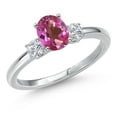 thumbnail image 1 of Gem Stone King 14K White Gold Pink Mystic Topaz and White Lab Grown Diamond Engagement Ring for Women | 1.00 Cttw | Oval 7X5MM | Gemstone November Birthstone | Size 6, 1 of 6