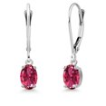thumbnail image 1 of Gem Stone King 14K White Gold Pink Tourmaline Earrings for Women | 0.95 Cttw | Gemstone October Birthstone | Oval 6X4MM, 1 of 6