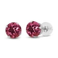 thumbnail image 1 of Gem Stone King 14K White Gold Pink Tourmaline Stud Earrings for Women Men (0.48 Cttw, Gemstone October Birthstone, Round 4MM), 1 of 4
