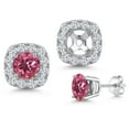 thumbnail image 1 of Gem Stone King 14K White Gold Pink Tourmaline and White Lab Grown Diamond Removable Earrings Jackets for Women | 1.28 Cttw | Gemstone October Birthstone | Round 5MM, 1 of 6