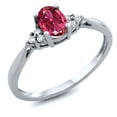 thumbnail image 1 of Gem Stone King 14K White Gold Pink Tourmaline and Diamond Engagement Ring for Women (0.56 Cttw, Gemstone Birthstone, Available 5,6,7,8,9), 1 of 5