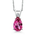 thumbnail image 1 of Gem Stone King 14K White Gold Pure Pink Mystic Topaz and Lab Grown Diamond Pendant Necklace for Women | 2.40 Cttw | Gemstone November Birthstone | Pear Shape 10X7MM | With 18 inch Chain, 1 of 6