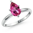 thumbnail image 1 of Gem Stone King 14K White Gold Pure Pink Mystic Topaz Solitaire Engagement Ring for Women | 1.60 Cttw | Pear Shape 9X6MM | Gemstone November Birthstone | Size 8, 1 of 6