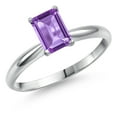 thumbnail image 1 of Gem Stone King 14K White Gold Purple Amethyst Solitaire Engagement Ring for Women | 0.95 Cttw | Octagon 7X5MM | Gemstone February Birthstone | Size 9, 1 of 6