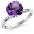 thumbnail image 1 of Gem Stone King 14K White Gold Purple Amethyst Solitaire Engagement Ring for Women | 2.10 Cttw | Round 9MM | Gemstone February Birthstone | Size 5, 1 of 6