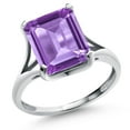 thumbnail image 1 of Gem Stone King 14K White Gold Purple Amethyst Solitaire Engagement Ring for Women (4.50 Cttw, Emerald Cut 11x9MM, Gemstone Birthstone), 1 of 6