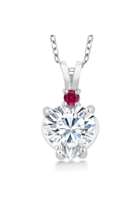 14K White Gold Purple IGI Certified Lab Grown Diamond and Created Ruby Heart Pendant Necklace for Women | Heart Shape 2 Ct | D-E Color | VS1-VS2 Clarity | with 18 inch Chain