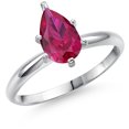 thumbnail image 1 of Gem Stone King 14K White Gold Red Created Ruby Solitaire Engagement Ring for Women | 1.45 Cttw | Pear Shape 9X6MM | Gemstone July Birthstone | Size 6, 1 of 6