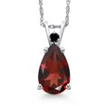 thumbnail image 1 of Gem Stone King 14K White Gold Red Garnet and Black Diamond Pendant Necklace for Women | 3.20 Cttw | Gemstone January Birthstone | Pear Shape 12X8MM | With 18 inch Chain, 1 of 6