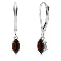 Gem Stone King 14K White Gold Red Garnet Earrings for Women | 0.52 Cttw | Gemstone January Birthstone | Marquise 6X3MM