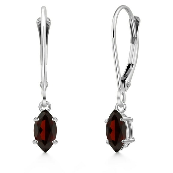 Gem Stone King 14K White Gold Red Garnet Earrings for Women | 0.52 Cttw | Gemstone January Birthstone | Marquise 6X3MM