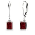 thumbnail image 1 of Gem Stone King 14K White Gold Red Garnet Earrings for Women | 1.60 Cttw | Gemstone January Birthstone | Emerald Cut 6X4MM, 1 of 6