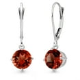 thumbnail image 1 of Gem Stone King 14K White Gold Red Garnet Earrings for Women | 2.40 Cttw | Gemstone January Birthstone | Round 6.5MM, 1 of 6