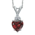 thumbnail image 1 of Gem Stone King 14K White Gold Red Garnet and Lab Grown Diamond Pendant Necklace for Women | 1.03 Cttw | Gemstone January Birthstone | Heart Shape 6MM | With 18 inch Chain, 1 of 6