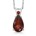 thumbnail image 1 of Gem Stone King 14K White Gold Red Garnet Pendant Necklace for Women | 3.22 Cttw | Gemstone January Birthstone | Pear Shape 12X8MM | With 18 inch Chain, 1 of 6