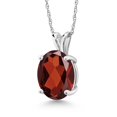 thumbnail image 1 of Gem Stone King 14K White Gold Red Garnet Pendant Necklace for Women (3.65 Cttw, Gemstone January Birthstone, Oval 11X9MM, With 18 inch Chain), 1 of 4