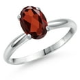 thumbnail image 1 of Gem Stone King 14K White Gold Red Garnet Solitaire Engagement Ring for Women | 1.50 Cttw | Oval 8X6MM | Gemstone January Birthstone | Size 8, 1 of 6