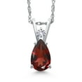thumbnail image 1 of Gem Stone King 14K White Gold Red Garnet and White Created Sapphire Pendant Necklace for Women | 0.81 Cttw | Gemstone January Birthstone | Pear Shape 7X5MM | With 18 inch Chain, 1 of 6