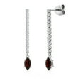 thumbnail image 1 of Gem Stone King 14K White Gold Red Garnet and White Lab Grown Diamond Long Liner Dangle Earrings for Women | 0.88 Cttw | Gemstone January Birthstone | Marquise 6X3MM | White Gold Chain Drop Earrings, 1 of 6