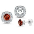 thumbnail image 1 of Gem Stone King 14K White Gold Red Garnet and White Lab Grown Diamond Removable Earrings Jackets for Women | 1.24 Cttw | Gemstone January Birthstone | Round 4.5MM, 1 of 6