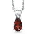 thumbnail image 1 of Gem Stone King 14K White Gold Red Garnet and White Zirconia Pendant Necklace for Women | 0.80 Cttw | Gemstone January Birthstone | Pear Shape 7X5MM | With 18 inch Chain, 1 of 6