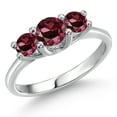thumbnail image 1 of Gem Stone King 14K White Gold Red Rhodolite Garnet 3-Stone Engagement Ring | 1.34 Cttw | Round 5MM and 4MM | Three Stone Wedding Anniversary Promise Ring for Women (Size 7), 1 of 6