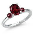 thumbnail image 1 of Gem Stone King 14K White Gold Red Rhodolite Garnet Engagement Ring for Women | 1.59 Cttw | Oval 8X6MM | Gemstone January Birthstone | Size 6, 1 of 6