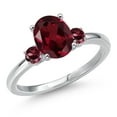 thumbnail image 1 of Gem Stone King 14K White Gold Red Rhodolite Garnet Engagement Ring for Women | 2.24 Cttw | Oval 9X7MM | Gemstone January Birthstone | Size 5, 1 of 6