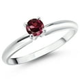 thumbnail image 1 of Gem Stone King 14K White Gold Red Rhodolite Garnet Solitaire Engagement Ring for Women (0.37 Cttw, Round 4MM, Gemstone January Birthstone, Size 6), 1 of 5