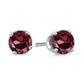 thumbnail image 1 of Gem Stone King 14K White Gold Red Rhodolite Garnet Stud Earrings for Women | 0.24 Cttw | Gemstone Birthstone| Round 3MM, 1 of 5
