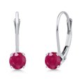 thumbnail image 1 of Gem Stone King 14K White Gold Red Ruby Earrings for Women | 0.50 Cttw | Gemstone July Birthstone | Round 3.5MM, 1 of 6