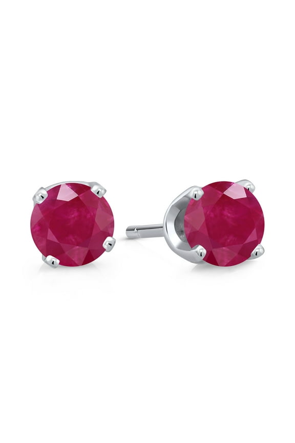 14K White Gold Red Ruby Stud Earrings for Women Men | 0.31 Cttw | Gemstone Birthstone | Round 3MM | Fine Jewelry Gifts for Her Mom Women Wife