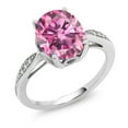 thumbnail image 1 of Gem Stone King 14K White Gold Ring Oval Pink Moissanite Diamond (2.86 Cttw), 1 of 4