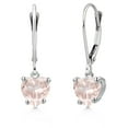 thumbnail image 1 of Gem Stone King 14K White Gold Rose Rose Quartz Earrings for Women | 1.43 Cttw | Gemstone Birthstone | Heart Shape 6MM, 1 of 6