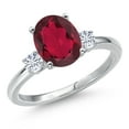 thumbnail image 1 of Gem Stone King 14K White Gold Ruby Red Mystic Quartz and White Moissanite Engagement Ring for Women | 2.90 Cttw | Oval 10X8MM | Gemstone Birthstone | Size 7, 1 of 6