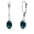 thumbnail image 1 of Gem Stone King 14K White Gold Simulated Green Opal Earrings for Women | 1.00 Cttw | Gemstone October Birthstone | Oval Cabochon 6X4MM, 1 of 6