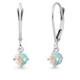 thumbnail image 1 of Gem Stone King 14K White Gold Simulated White Opal Earrings for Women | 0.50 Cttw | Gemstone October Birthstone | Round Cabochon 4MM, 1 of 6