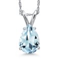 thumbnail image 1 of Gem Stone King 14K White Gold Sky Blue Aquamarine Pendant Necklace for Women | 0.90 Cttw | Gemstone March Birthstone | Pear Shape 8X6MM | With 18 inch Chain, 1 of 6